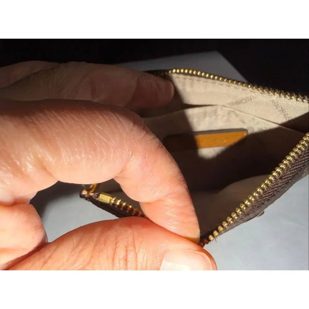 Michael Kors Fulton Small Top Zip Coinpouch With ID, Brown/Acorn - Picture 3 of 5